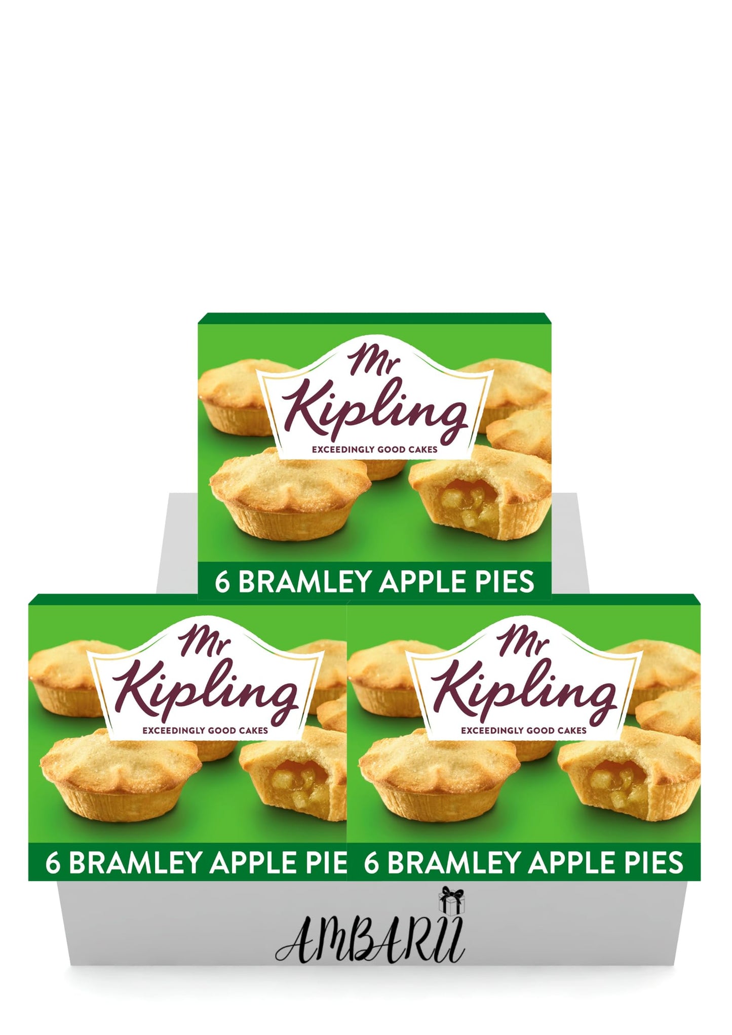 AMBARII Mr Kipling Deep Filled Bramley Apple Pies, 6 Count, Pack of 3