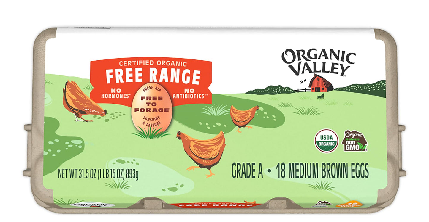 Organic Valley, Organic Free-Range Medium Brown Eggs - 18 ct