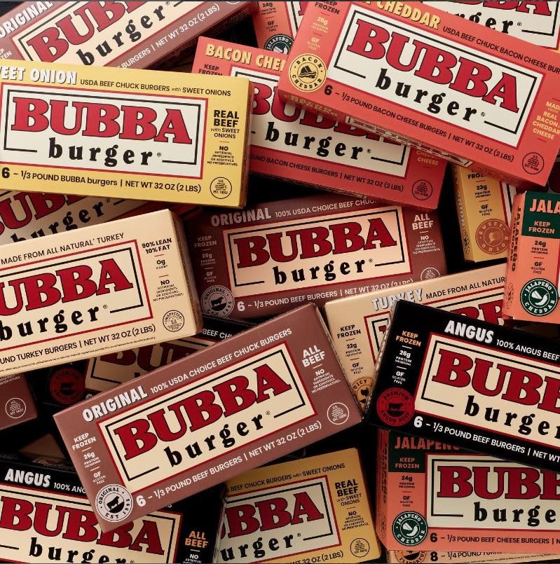 Bubba Burger, Frozen Beef Burger Patties, Original, USDA Choice Beef Chuck, 2 lb, Pack of 6