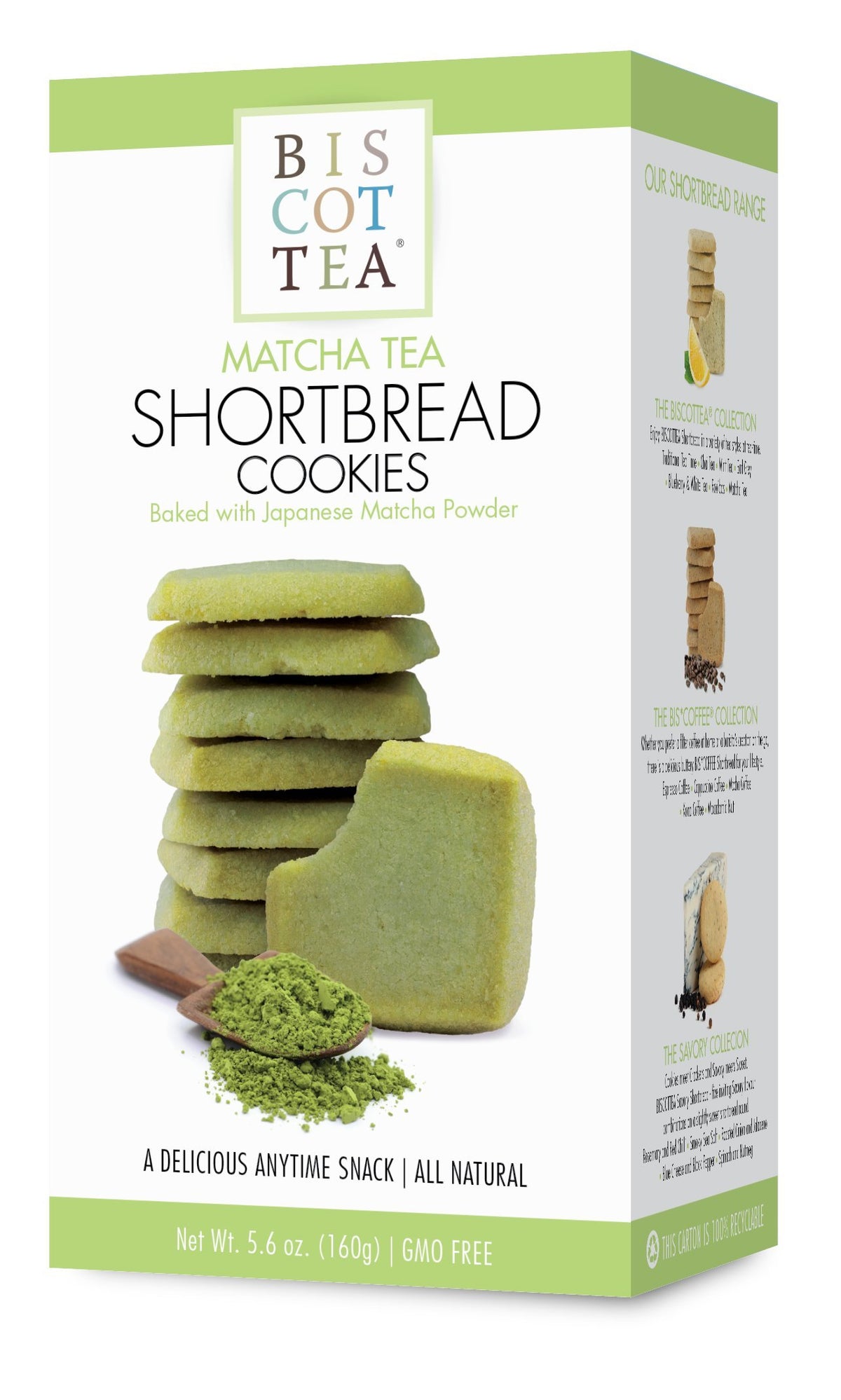 BISCOTTEA Matcha Green Tea Shortbread Cookies (8 Cookies)