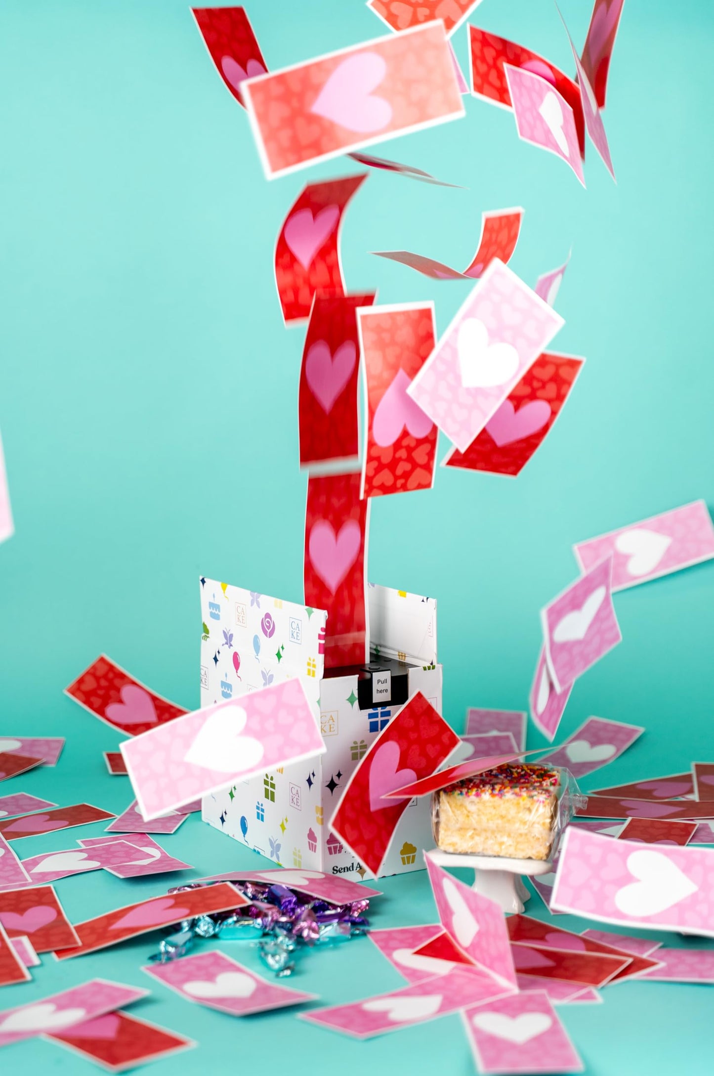 Celebration Love Shower Gift Box By Send A Cake Music Gift With 20 Foil-Wrapped Caramels & 3 Rainbow Sprinkle Crispy Cake – Ready-To-Gift, No Assembly, Birthday, Anniversary, Or Celebration Gift For Women, Men & Kids