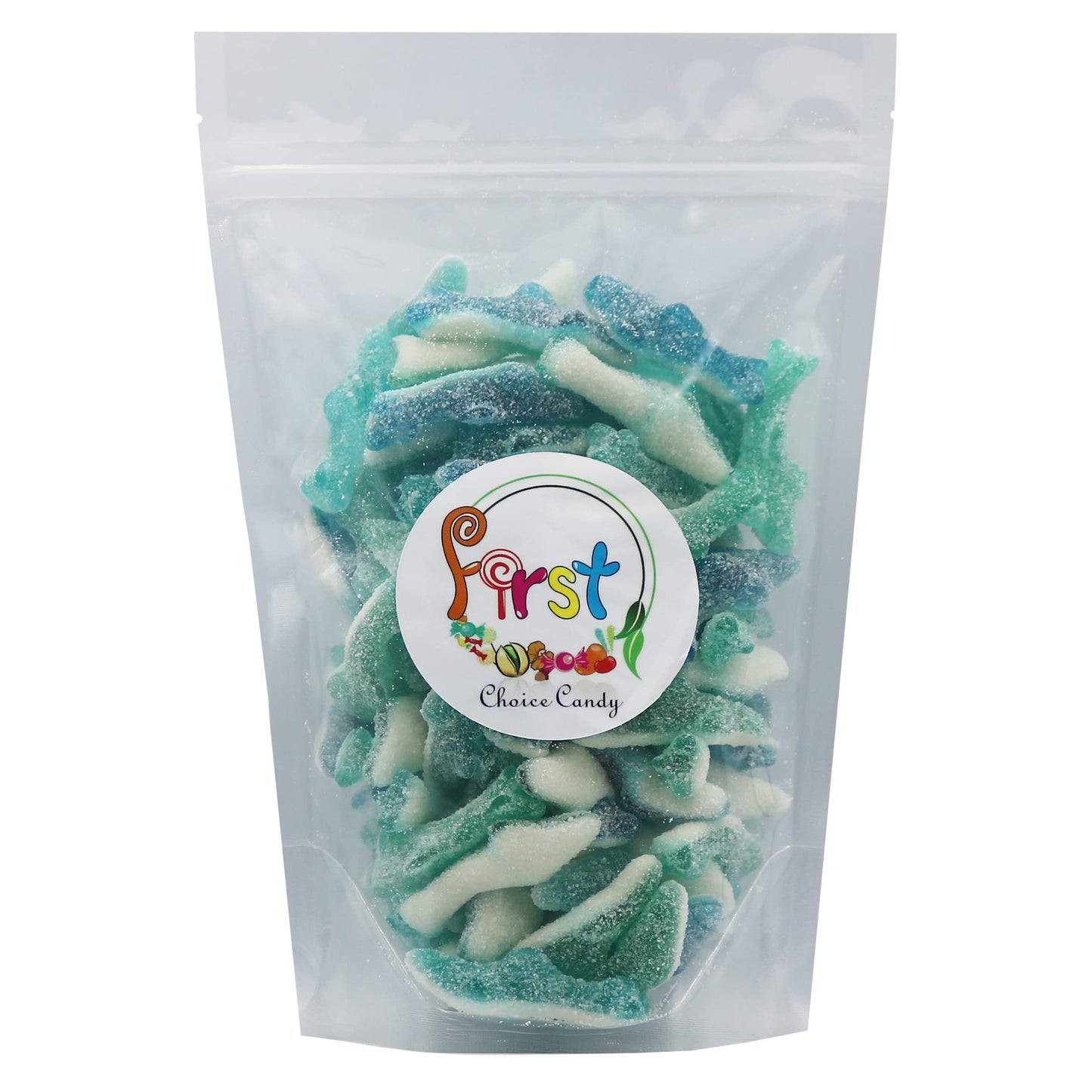 FirstChoiceCandy Shark Gummy Candy - Mini Sour, 2 Pound Pack, Blue