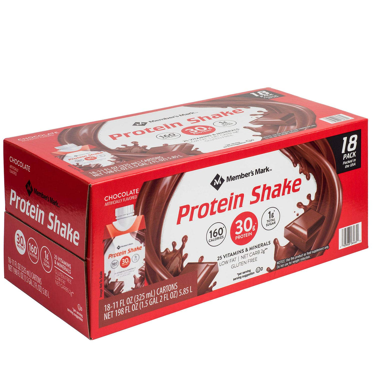 Members Mark High Protein Chocolate Shake (11 Fl. Oz., 18 Pk.) Net 198 Fl Oz,, 198 Oz ()