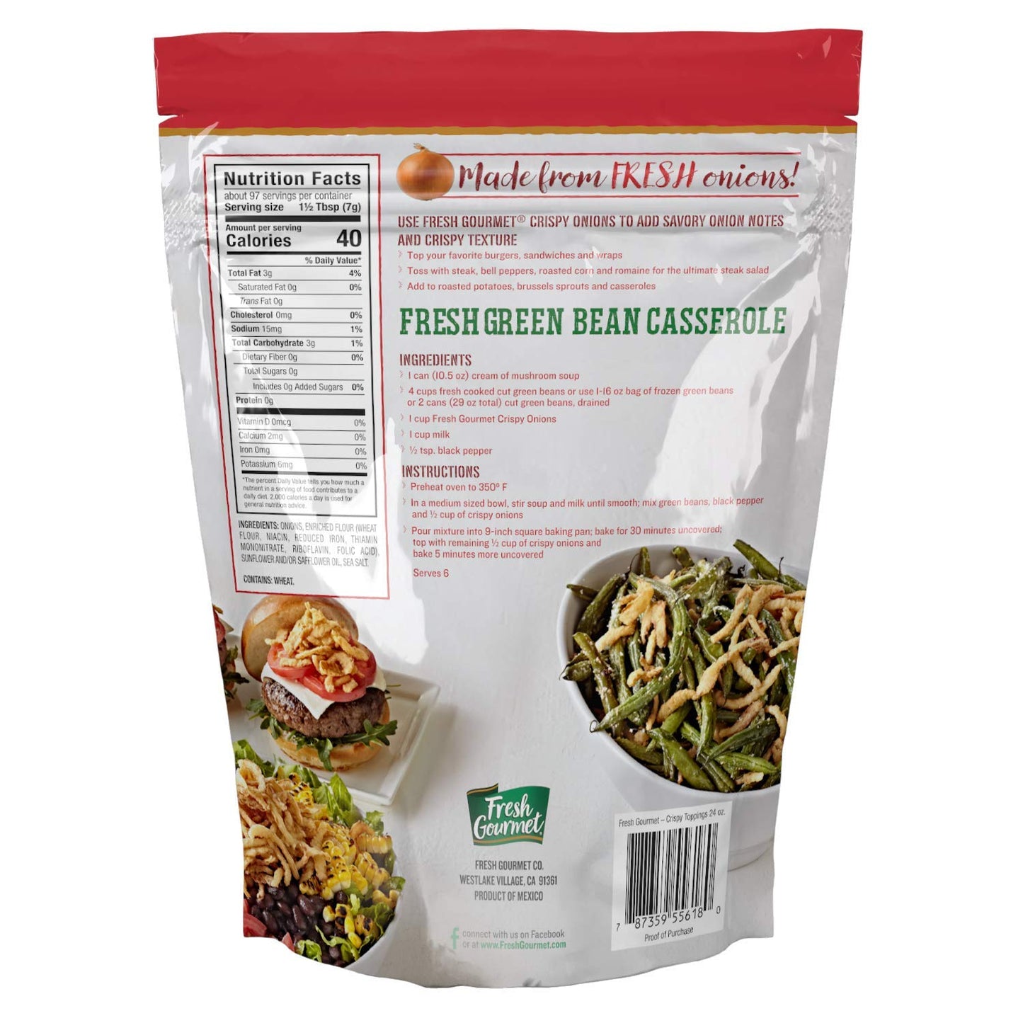Fresh Gourmet Crispy Onions | 24 Ounce | Low Carb | Crunchy Snack And Salad Topper