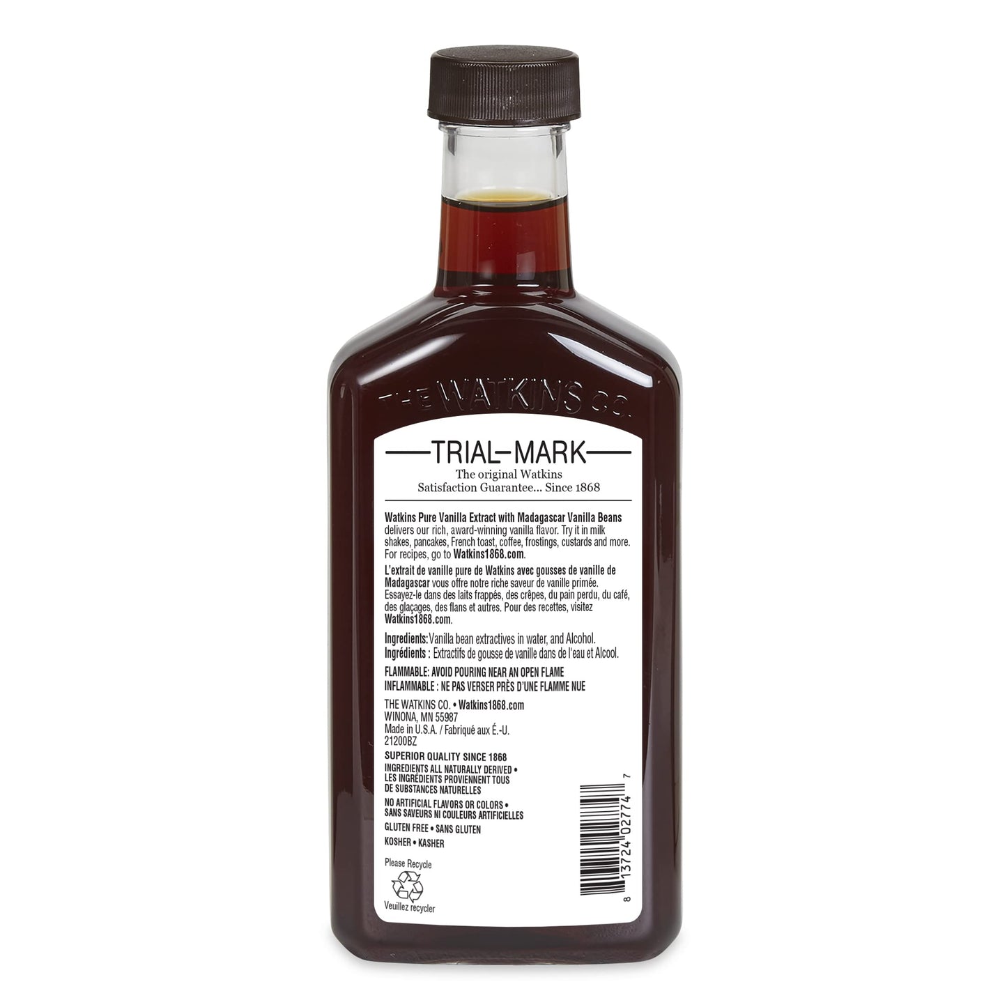 Watkins Pure Vanilla Extract, Non-Gmo, Kosher, 8 Oz Bottle, 1-Pack