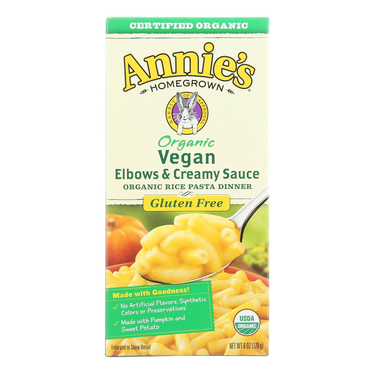 Annie 'S Homegrown Elbows&Crm Sce,Og2,Vegan 6 Oz (Pack Of 12)12