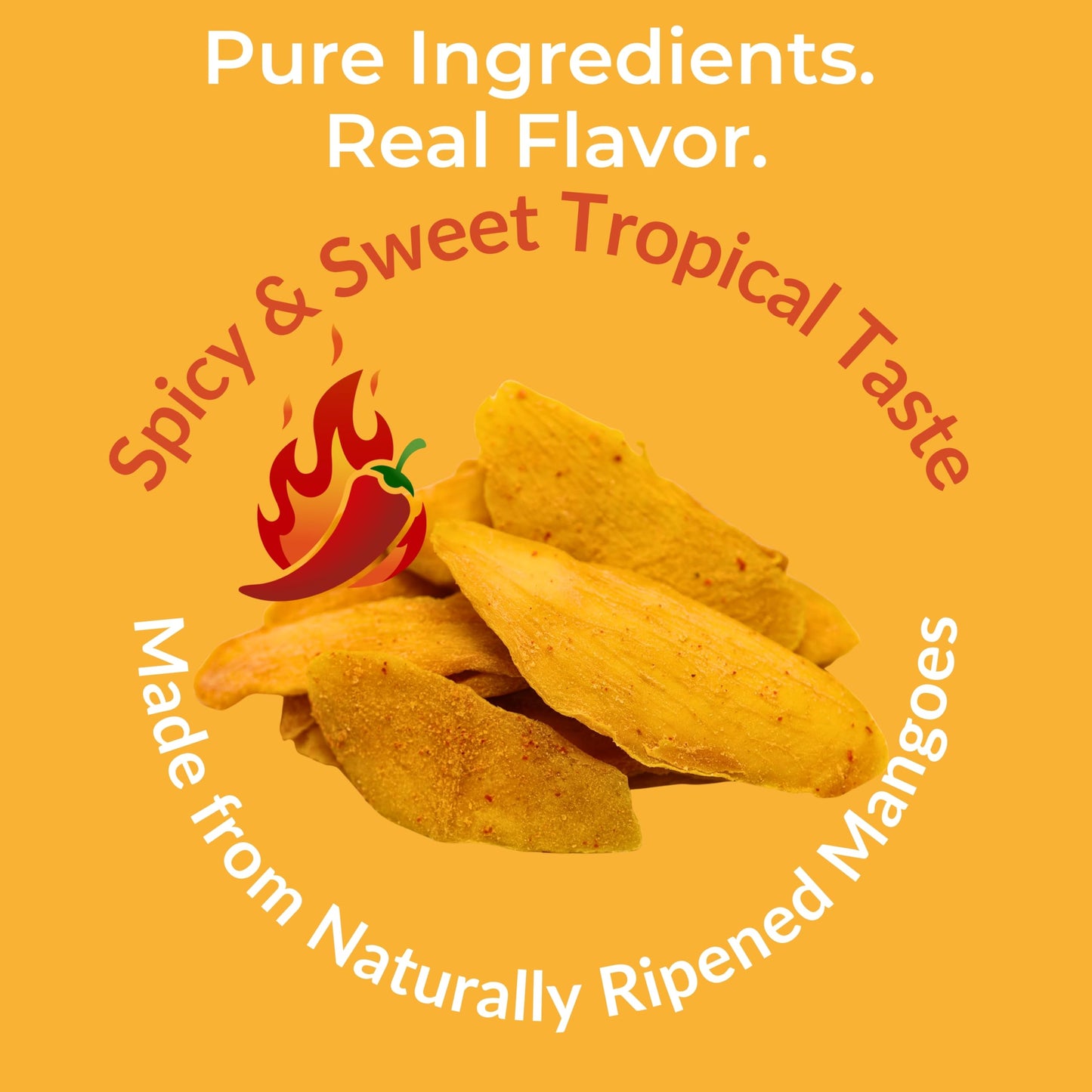Low Sugar Added SPICY Dried Mango Slices 32 Oz - Delicious Texture Soft & Juicy Low Sugar Added Dried Mango - Naturally Ripened