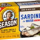 Season Sardines in Water - No Salt Added, Wild Caught, 22g of Protein, Keto Snacks, More Omega 3 s Than Tuna, Kosher, High in C
