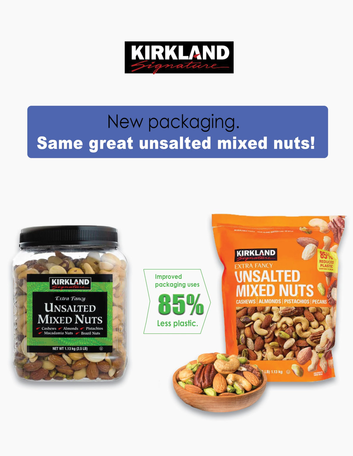 Kirkland Signature Qnkdqk Extra Fancy Unsalted Mixed Nuts 2.5 (Lb), 2 Pack Of 40 Ounce, 99451458768
