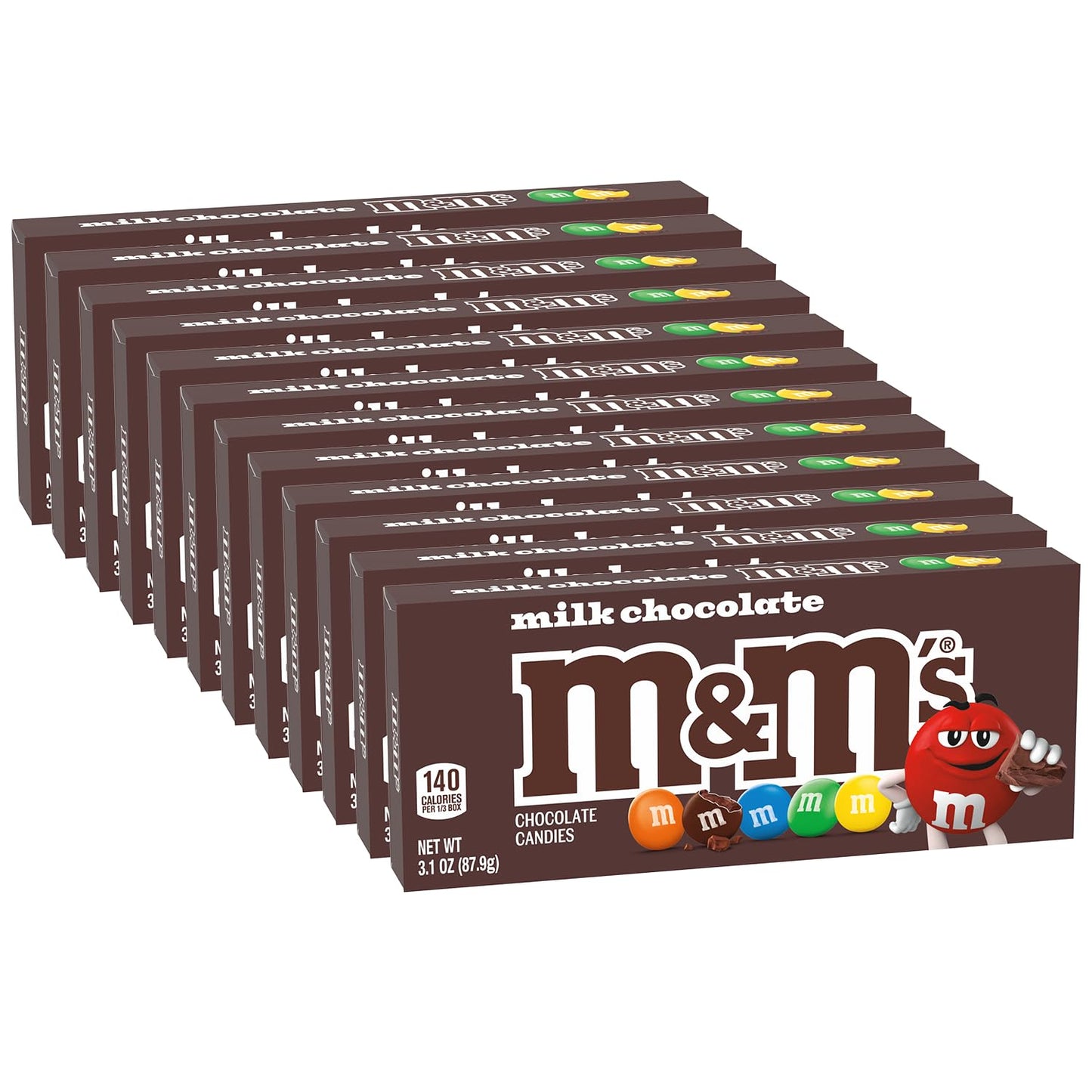 M&M S Milk Chocolate Candy Movie Theater Box, 3.10 Ounce (Pack of 12)