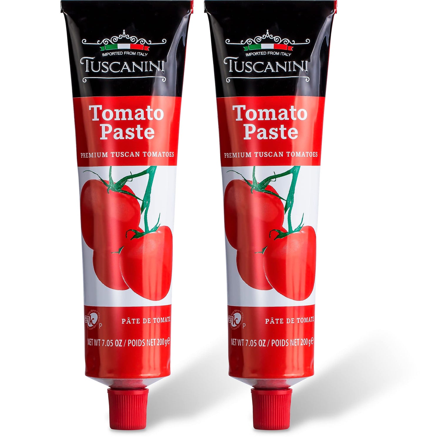 Tuscanini Double Concentrated Tomato Paste, 7.5oz Tube, 2 Pack - Made with Premium Italian Tomatoes