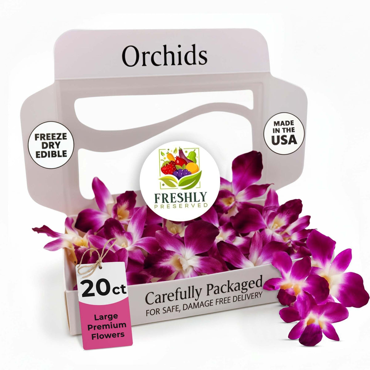 Freshly Preserved Orchid Freeze-Dried Edible Flowers - Edible Dried Flowers For Mixed Flavor Garnish  Cakes Decoration & Diy Crafts - Unique Tingling Sensation - 20 Usa-Grown Whole Bloom - 0.2 Oz