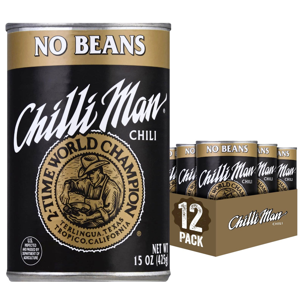 Chilli Man Canned Chili With No Beans (Pack Of 12), 15 Ounce Can