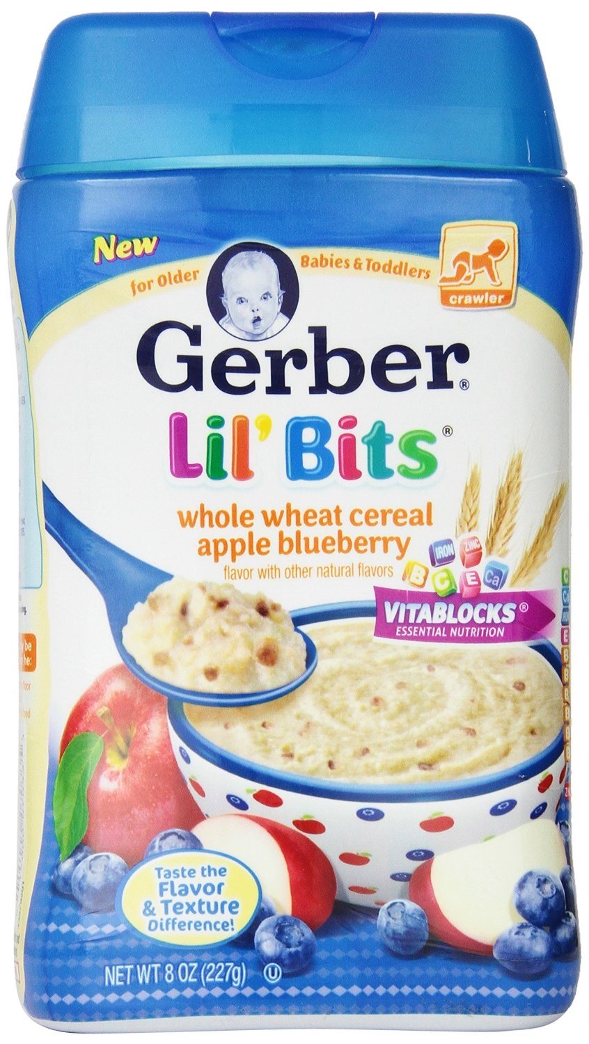 Gerber Lil Bits Whole Wheat Apple Blueberry Baby Cereal, 8 Oz , Pack Of 6