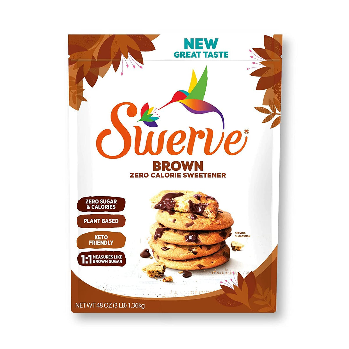 Swerve Brown Sugar Substitute Sweetener, Zero Calorie, Keto Friendly, 48 Ounce