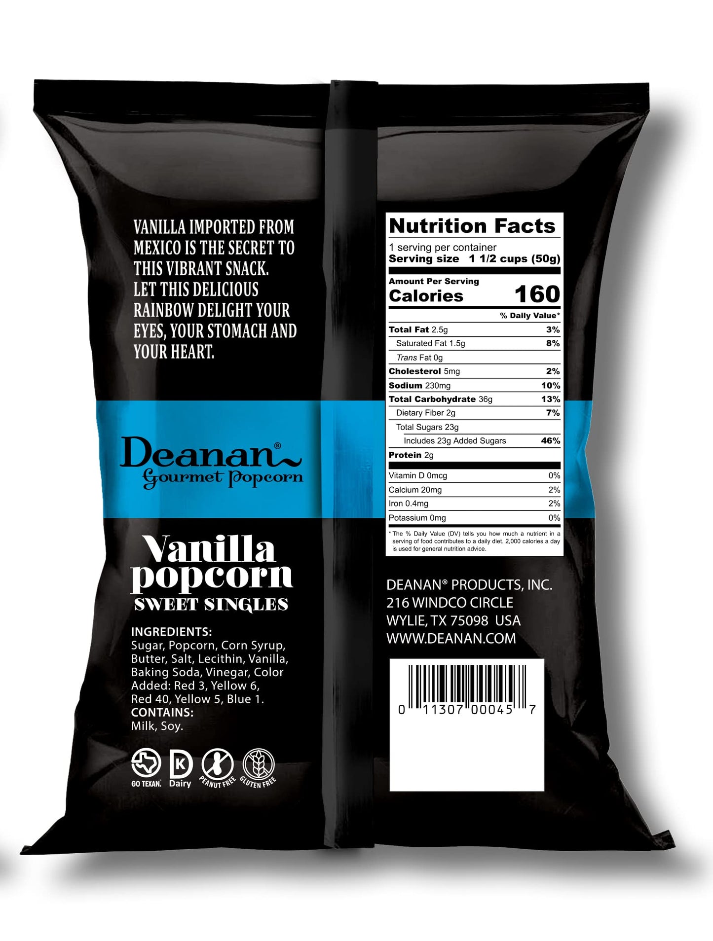 Deanan Vanilla Popcorn ''Sweet Singles'' 12 Count (1.8 Oz Each)