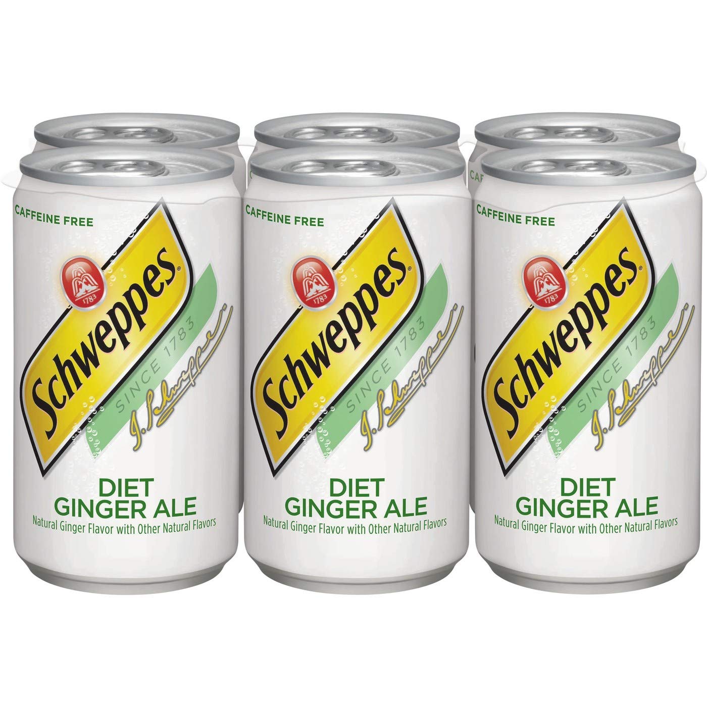 Schweppes Ginger Ale Zero Sugar Soda, 7.5oz Cans, 6-Pack