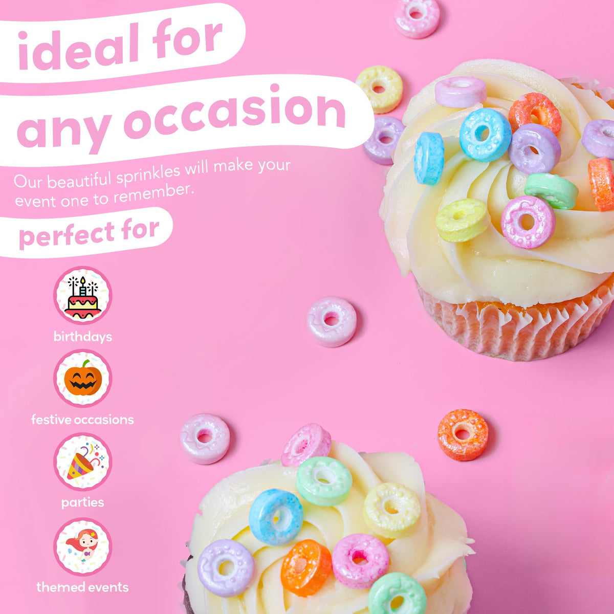 Sprinklemania Donut Sprinkles for Cupcakes - Rainbow Color - 3.5 oz Packaging