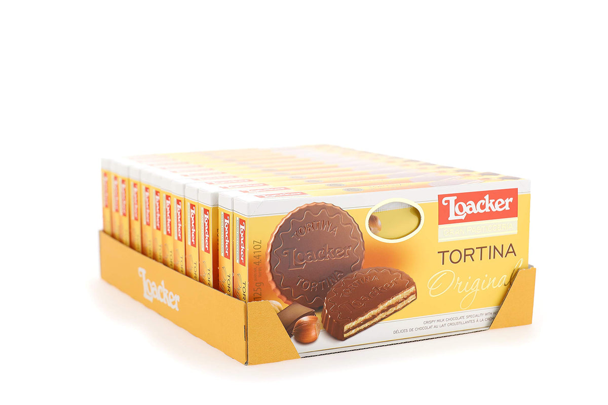 Loacker Tortina Premium Chocolate Coated Wafer, Original 125G/4.41 Oz.