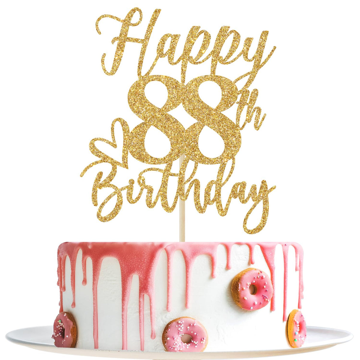 Happy 88Th Birthday Cake Topper  88Th Birthday Decorations For Men/Women  Cheers To 88 Years  Hello 88  88Th Happy Birthday Party Supplies Gold Glitter