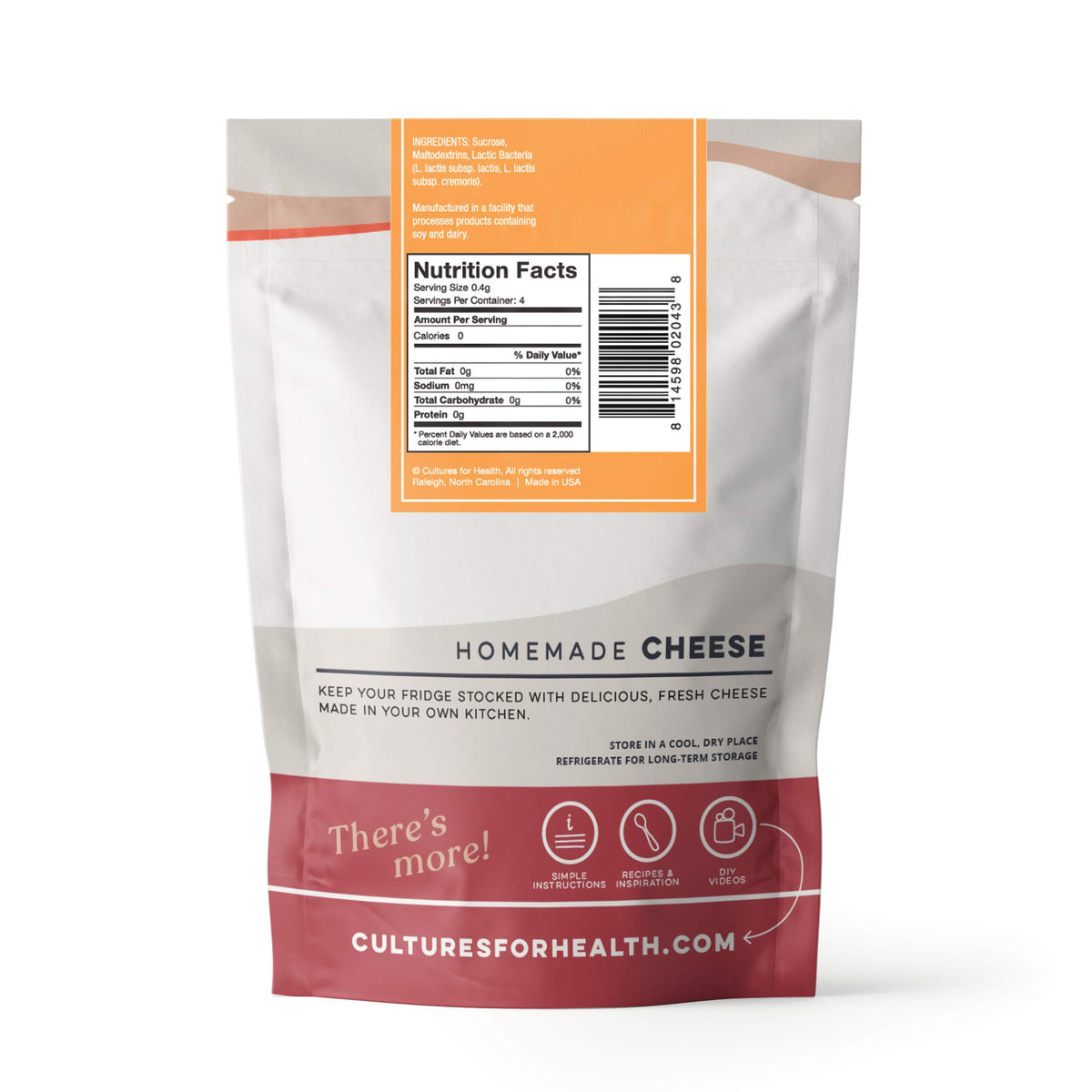 Cultures For Health Mesophilic Cheese Starter - 4 Packets + 2 Rennet compact pieces for DIY Cheese Making