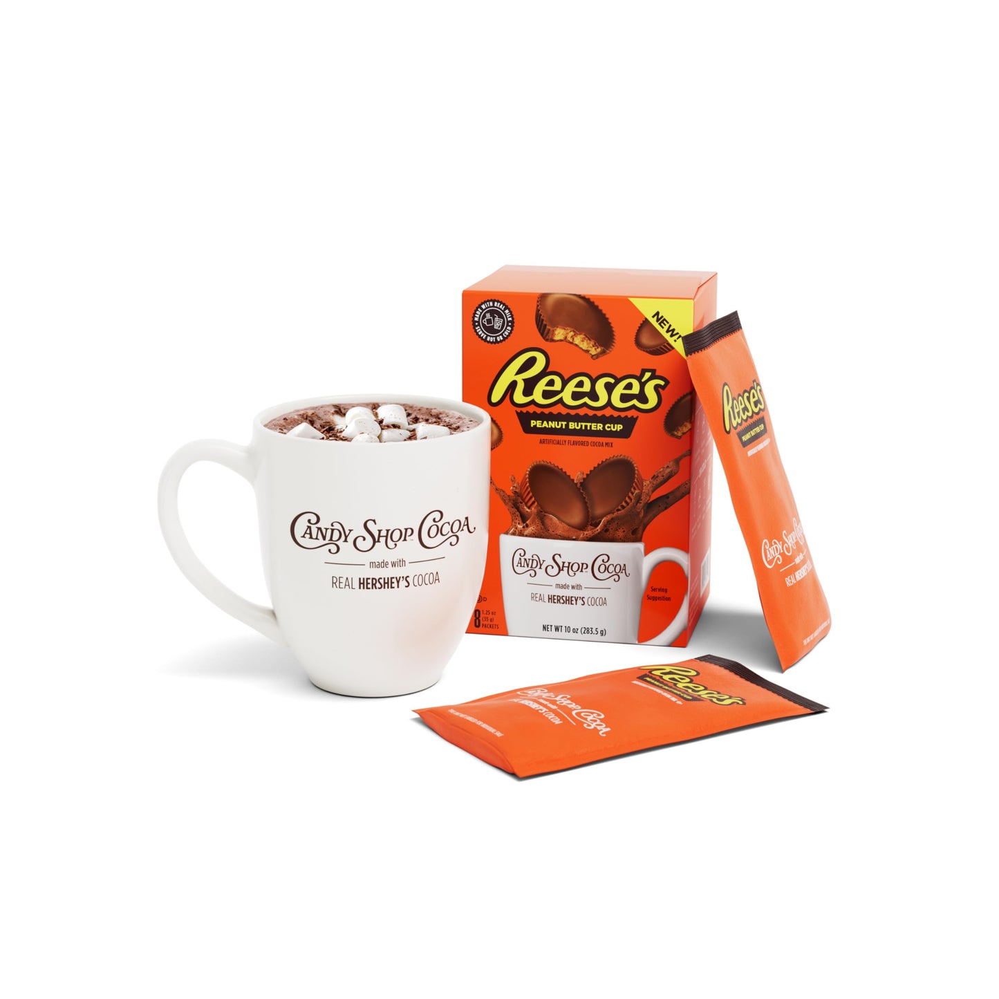 Candy Shop Cocoa REESE S Peanut Butter Cup Cocoa Mix, Hot Chocolate, Make Hot or Iced Cocoa, Made With Real Milk, Gluten Free,