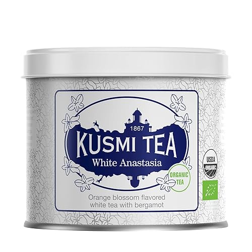 Kusmi Tea White Anastasia - 3.1 Oz Loose Tea Tin - Organic Blend Of White Tea With Bergamot