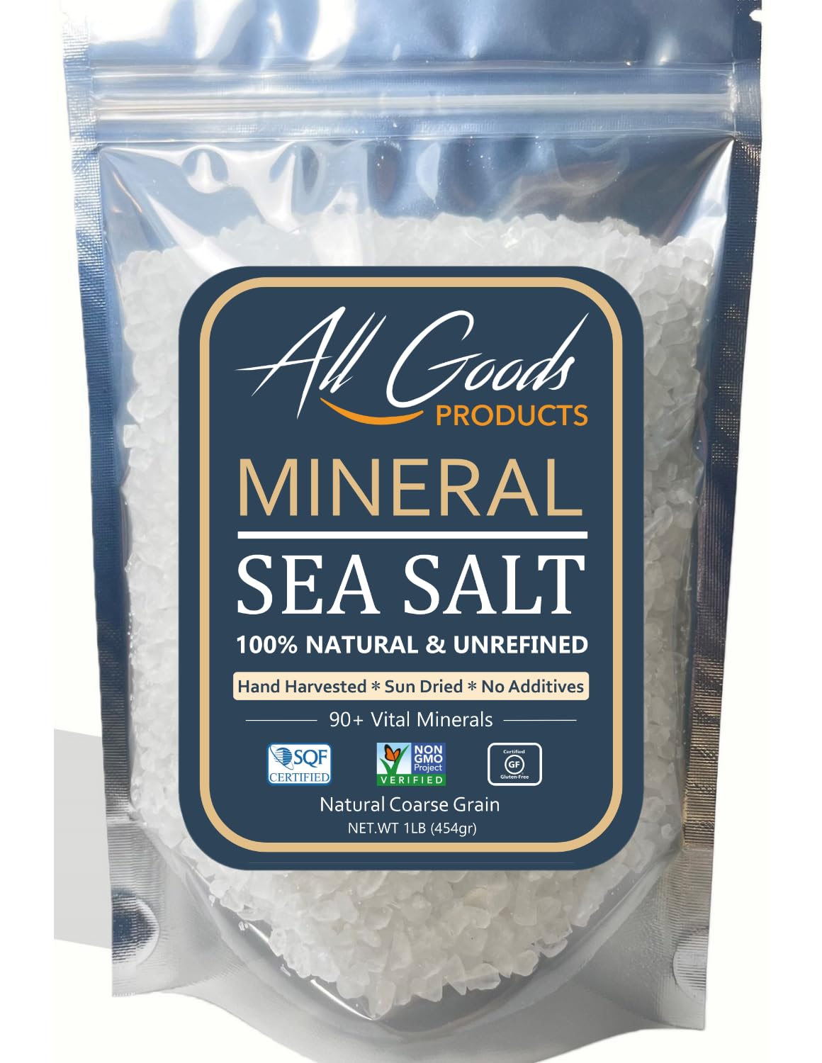 All Goods Mineral Sea Salt, Extra Coarse, 90+ Minerals, 16 oz, Hand-Harvested, Natural, Kosher