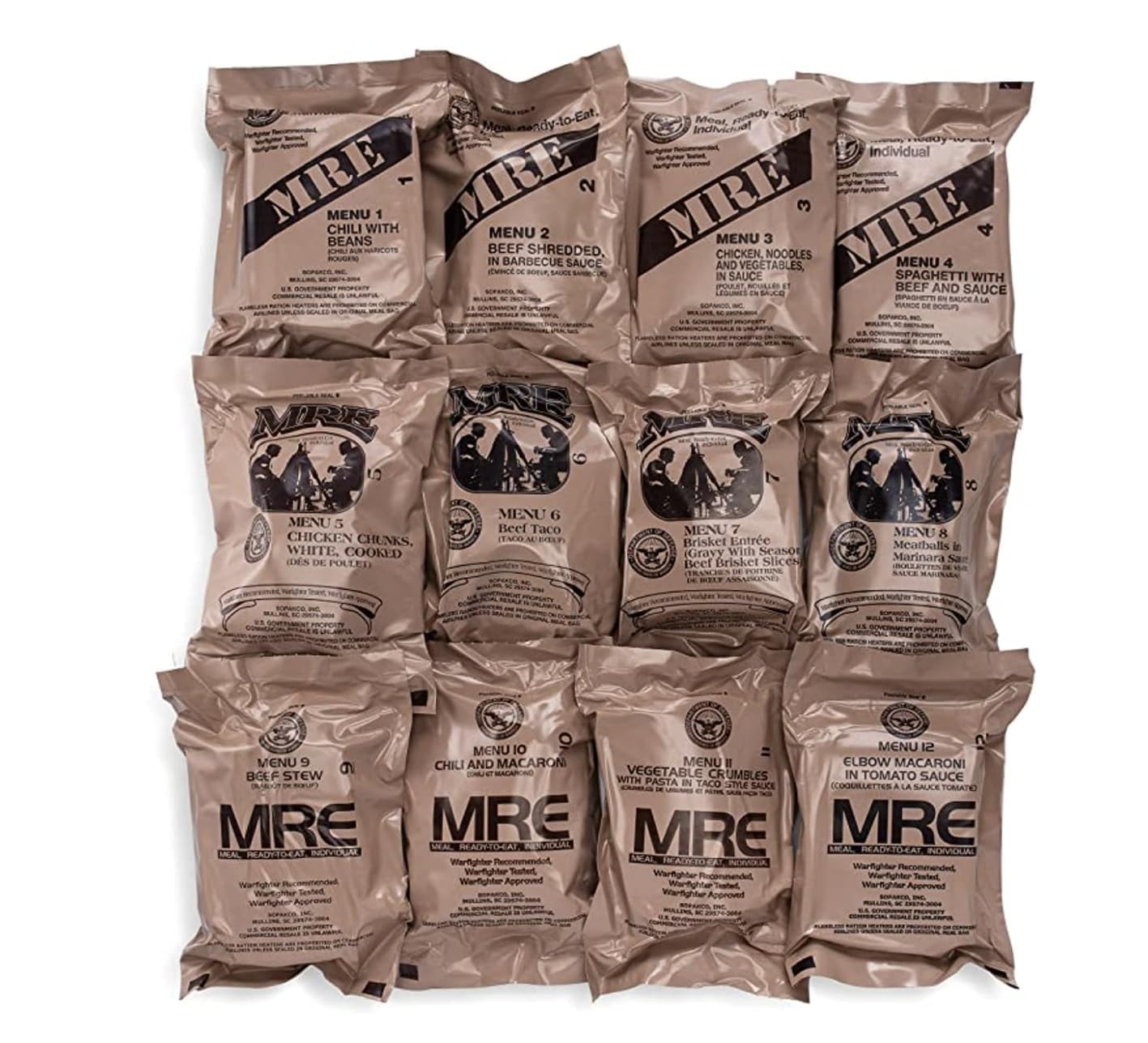 Wornick Sopacko, Ameriqual Mre Meals Ready To Eat Inspection 2025, 2026 Or Better, Emergency Food Supply, Survival Camping Outdoor 12 Pack(A & B Case Bundle, 2, Count)