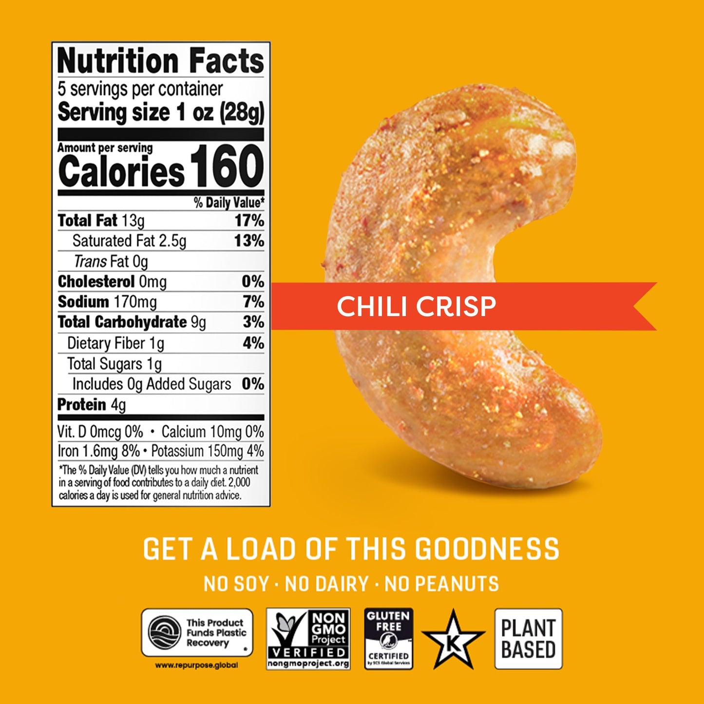 Octonuts Chili Crisp Cashews - Roasted in Almond Oil (5oz) Bold Chili and Garlic Crunch - Plant Based Protein Snack - Healthy, V
