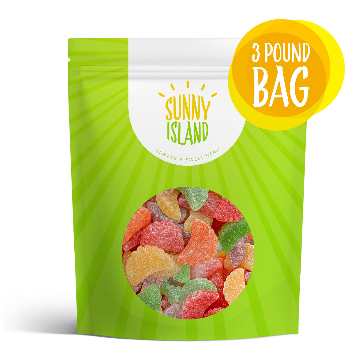 Assorted Fruit Slices Jelly Candy | 3-Pound Bag | Gelatin-Free | Orange, Lemon, Lime, Cherry, Grape