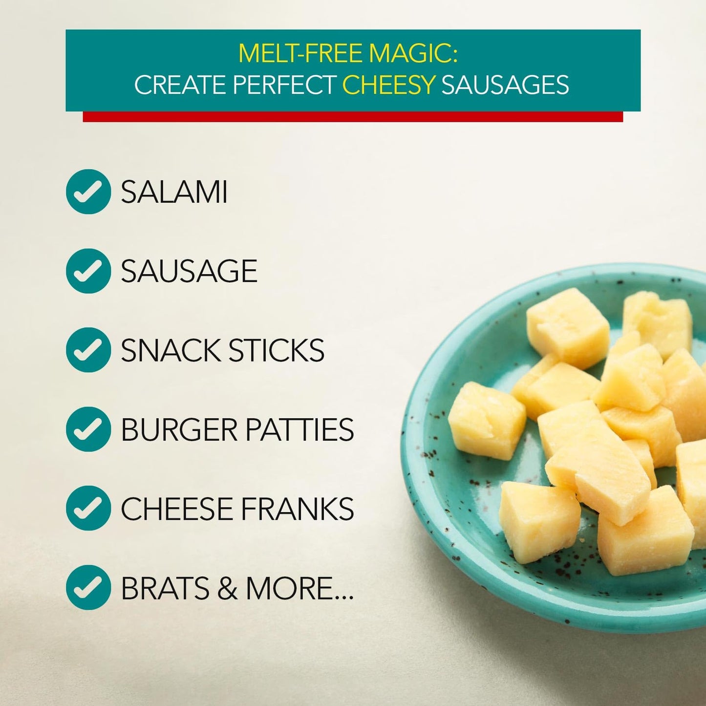 The Sausage Maker High Temp Bleu Cheese, 1 Lb Diced Cube, 400°F, Ideal for Sausage Making and Grilling