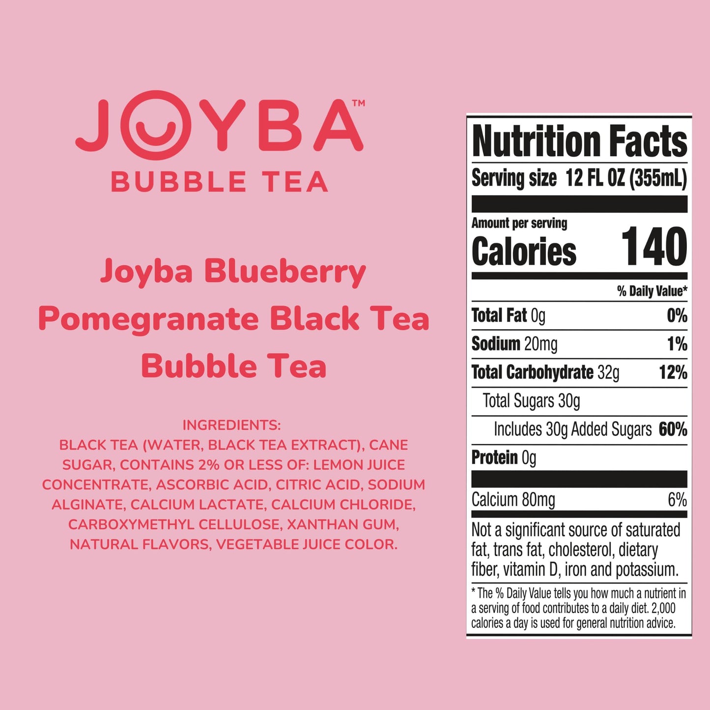 Joyba Bubble Tea Blueberry Pomegranate Black Tea, 4 Pack, 12 fl. oz. Cups
