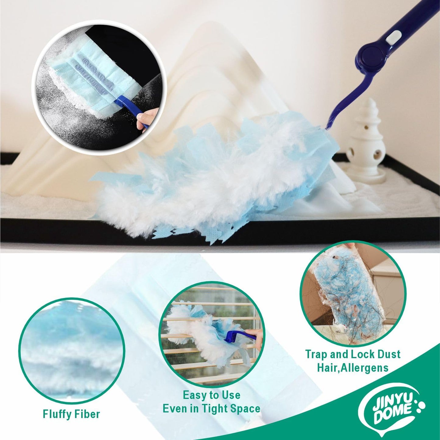 Jinyudome Disposable Dusters Refills Heavy Duty Dusters Refills, Designed To Fit Swiffer Dusters,20 Unscented Dusters