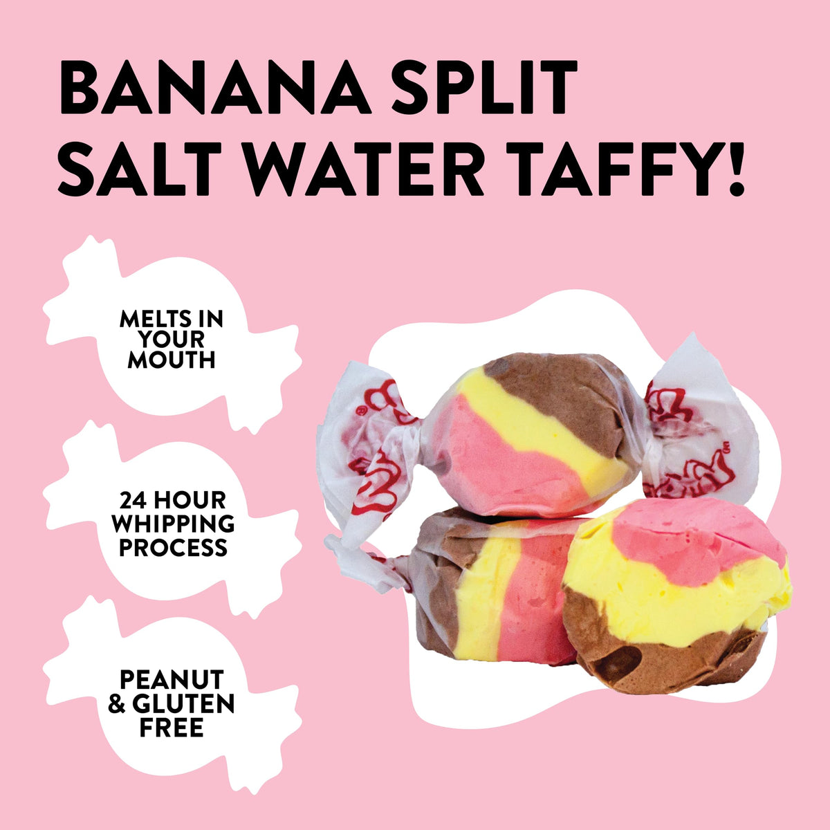 Taffy Town Saltwater Taffy, Banana Split, 2.5Lb