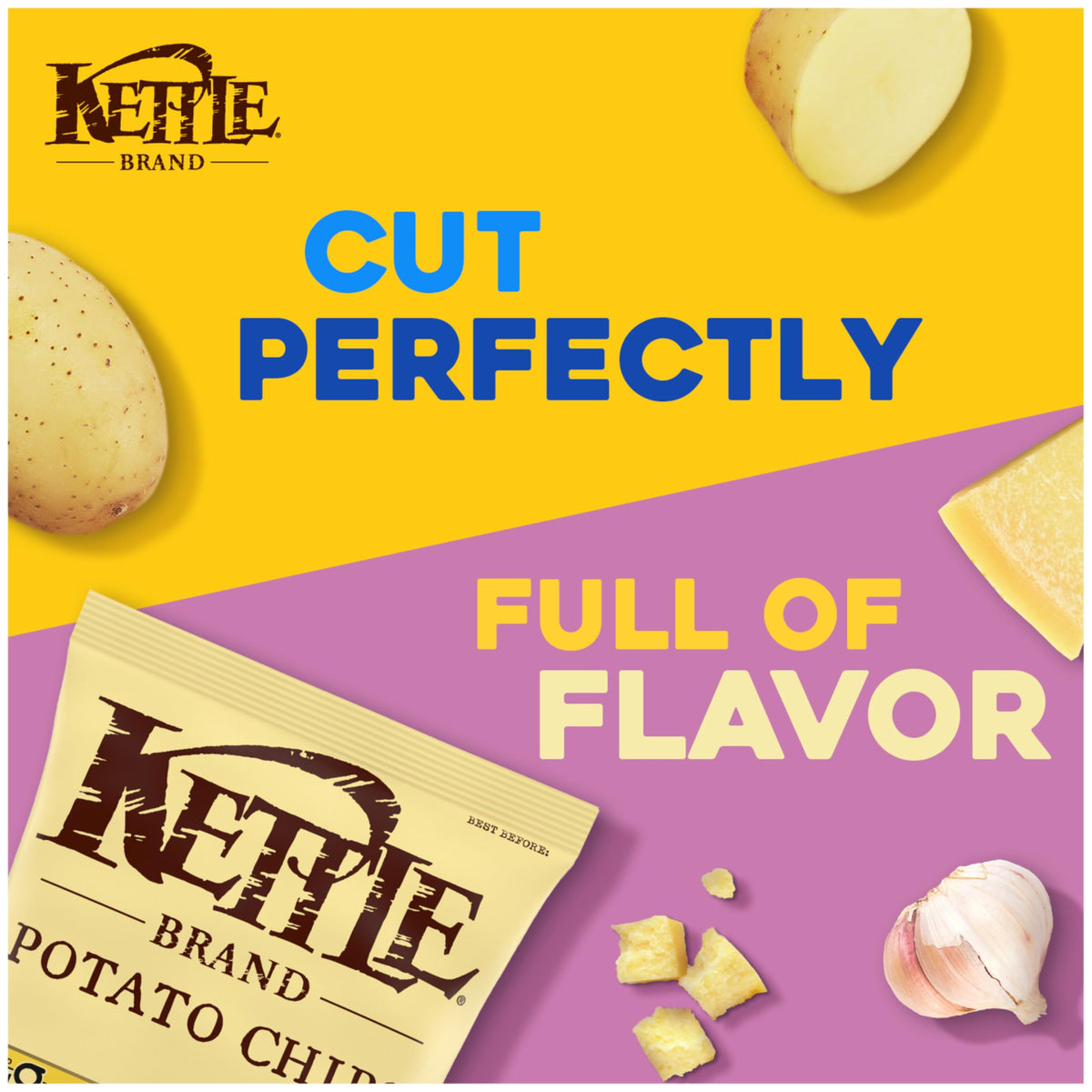 Kettle Brand Potato Chips Parmesan Garlic Kettle Chips, 7.5 Oz (Pack of 2)