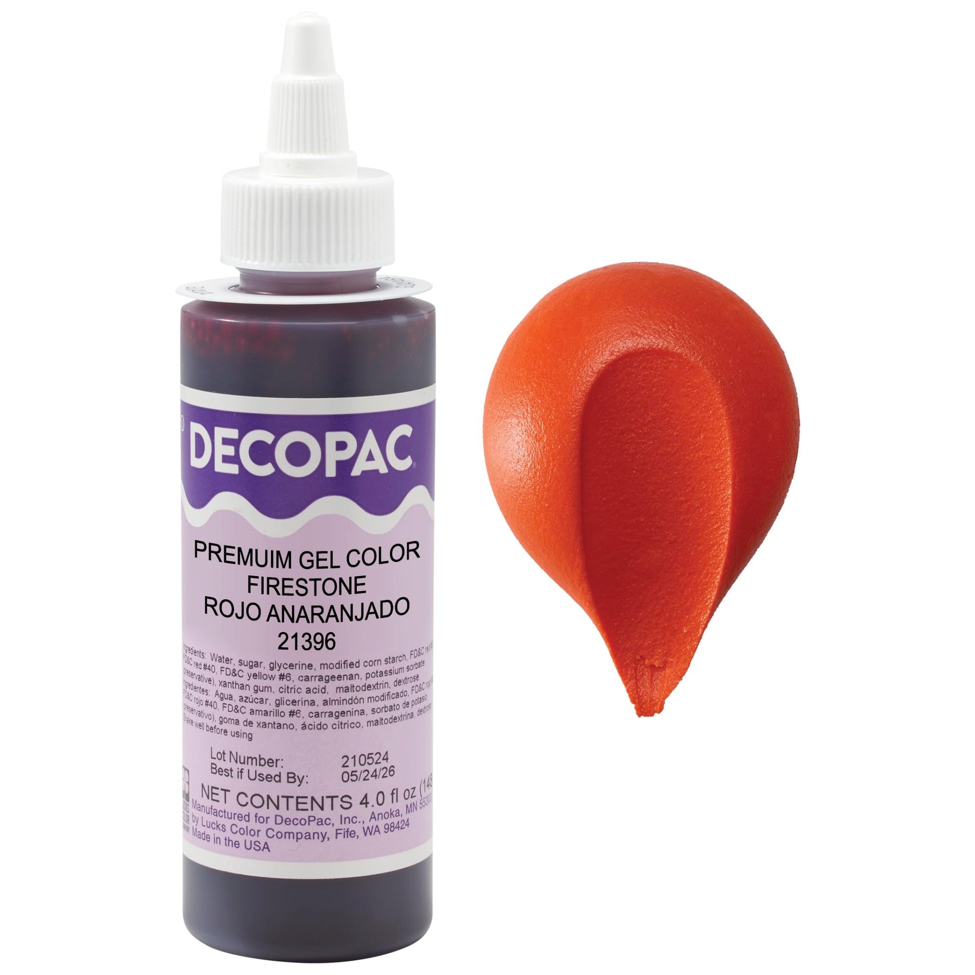 DecoPac Gel Color Cake Decorations, Firestone Red, 4 Fl Oz, Model 21396