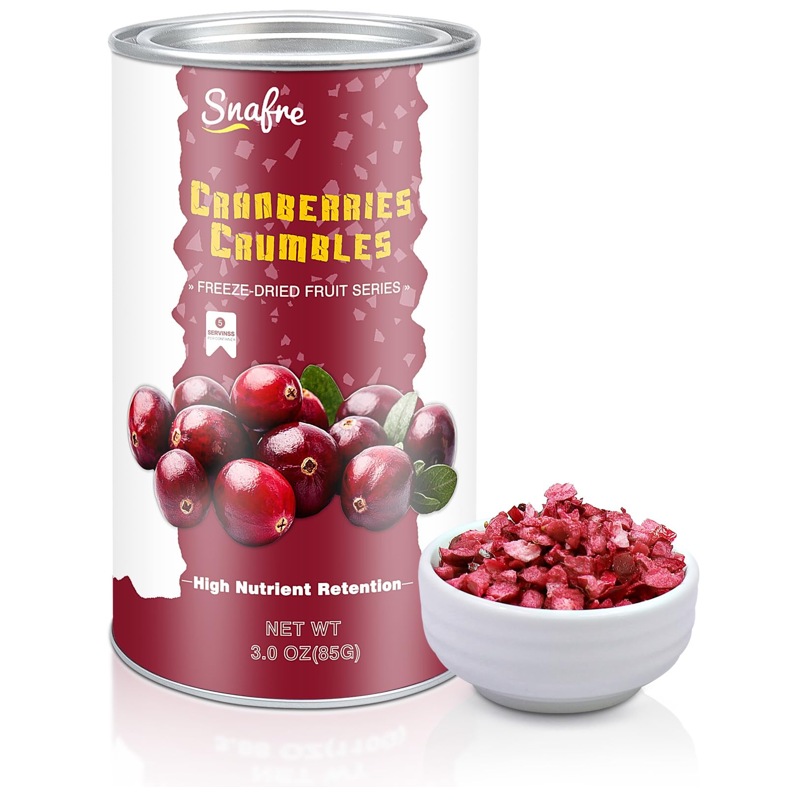 Freeze Dried Cranberries Pieces, Frozen Cranberries, No Added Sugar, 100% Natural, Freeze Dried Fruit for Cooking, Cereal, Yogur