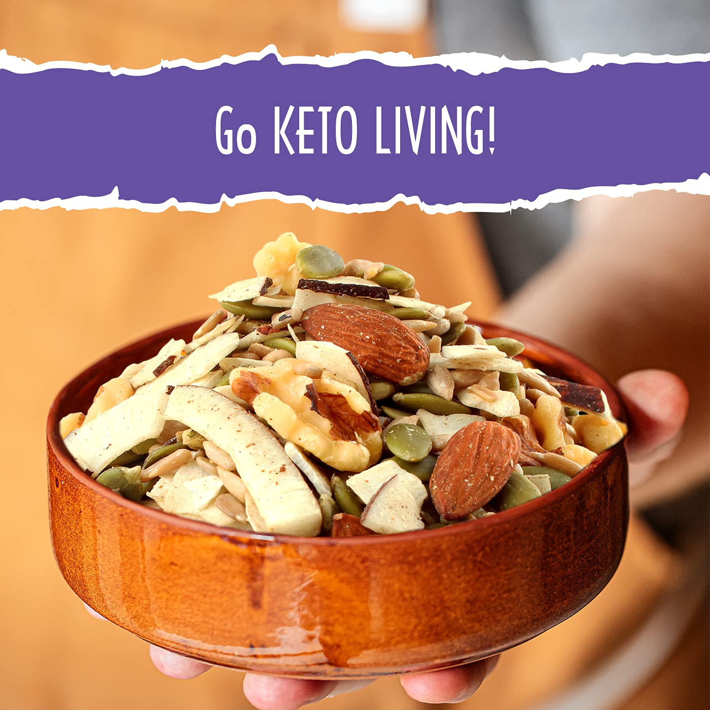Sunkist® Keto Living Trail Mix - Fruit, Nut And Seeds, Low Sodium, Gluten Free Snack With Sunflower Seeds, Coconut, Almonds, Pumpkin Seeds, And Walnuts | Enhanced Quality | 13 Oz Resealable Bag