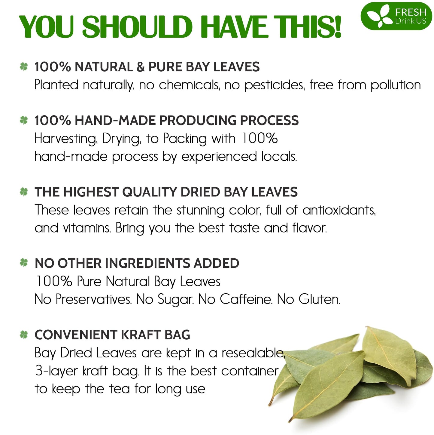 Freshdrinkus 275+ Enhanced Dried Bay Leaves, Bay Leaf Tea, Bay Leaves Spice, Whole Nice Leaves, Wildcrafted, Fresh Harvested, Bay Leaves For Cooking, Sugar-Free, Gluten Free, Caffeine Free, Vegan