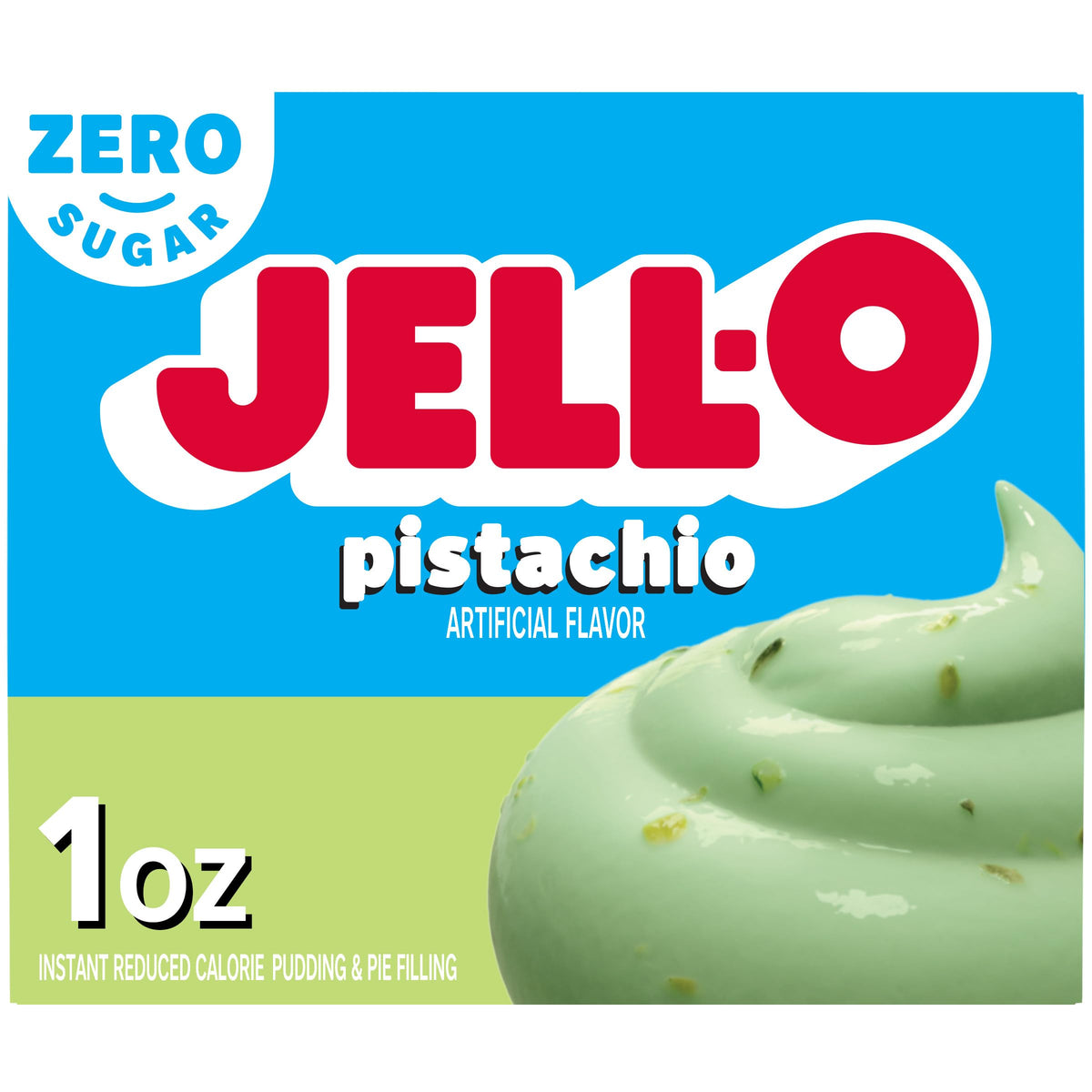 Jell-O Pistachio Zero Sugar Instant Reduced Calorie Pudding & Pie Filling Mix, 1 oz Box