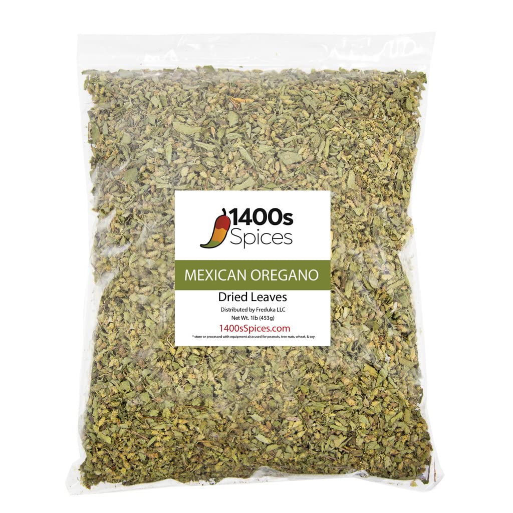 1Lb Dried Mexican Oregano Food Service Size. Perfect For Taco Seasoning, Mexican Food, Tamales, Meats, Enchiladas, Cheese, Salad