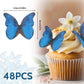 TIESOME Edible Butterflies Cake Toppers, Blue, 4.8cm x 4cm, Paper, 48 Pcs for Weddings, Birthdays, and Parties