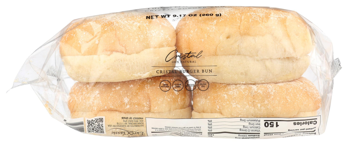 EURO CLASSIC IMPORTS Cristal Hamburger Bun 4 Count, 9.17 OZ