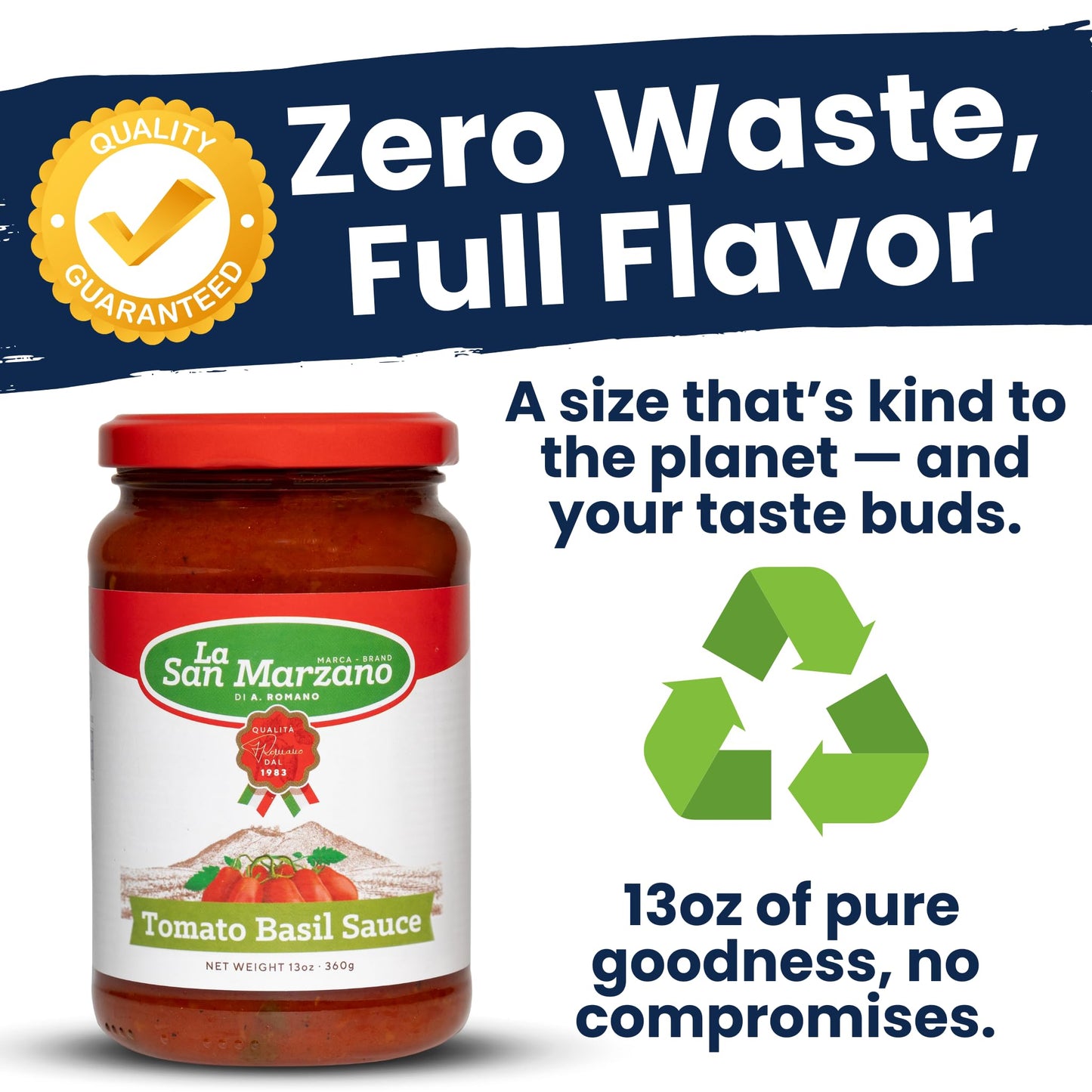 La San Marzano Tomato Basil Sauce, All Natural, Non-GMO, Vegan, Gluten Free, 13 oz (Pack of 3)