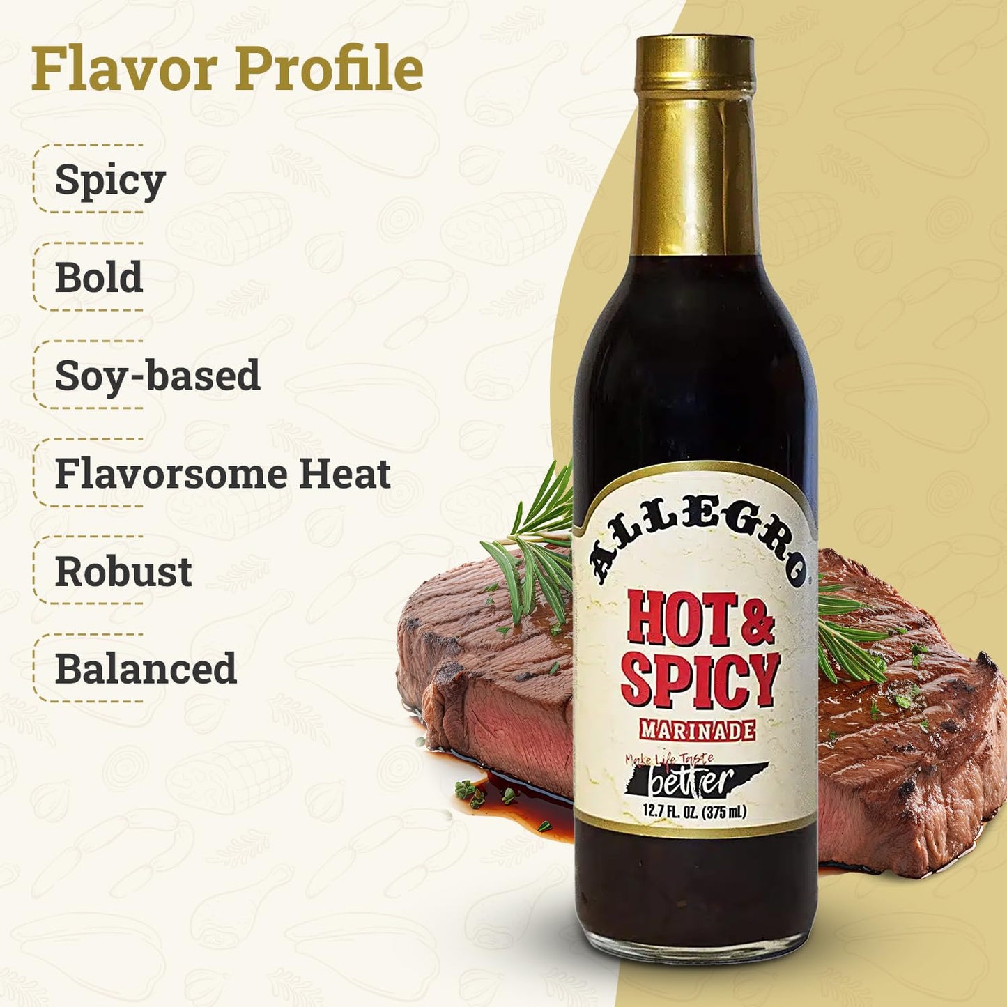 ALLEGRO - The Marinate Everything Marinades - Hot & Spicy 12.7 oz, Pack of 4