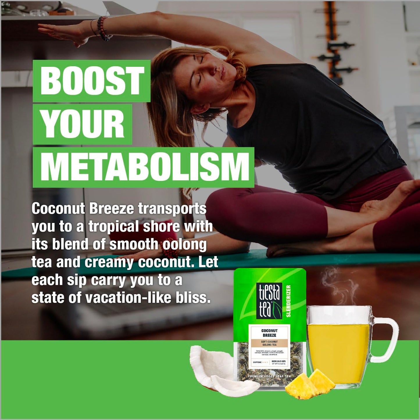 Tiesta Tea Coconut Breeze Oolong Tea Blend - Medium Caffeinated - 2 oz Pouch - Makes 20-25 Cups