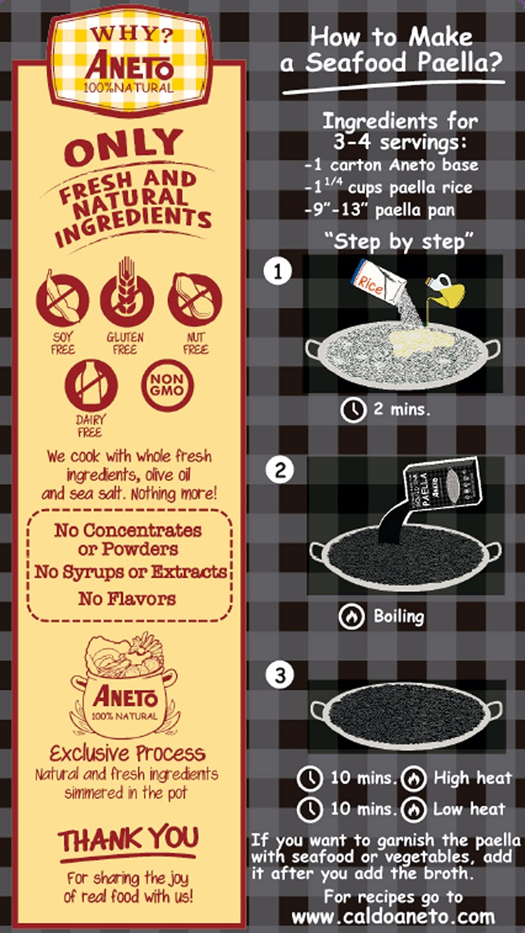 Aneto Squid Ink Paella Cooking Base Broth | 33.83 ounces | 1 Pack | 100% Natural Ingredients |