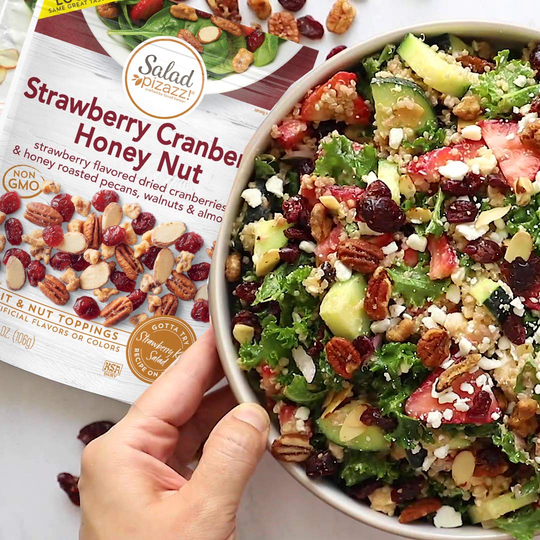 Salad Pizazz! Dried Strawberry Flavored Cranberries & Honey Roasted Pecans, Walnuts & Almonds Salad Topper - 3.75 Ounce (Pack of
