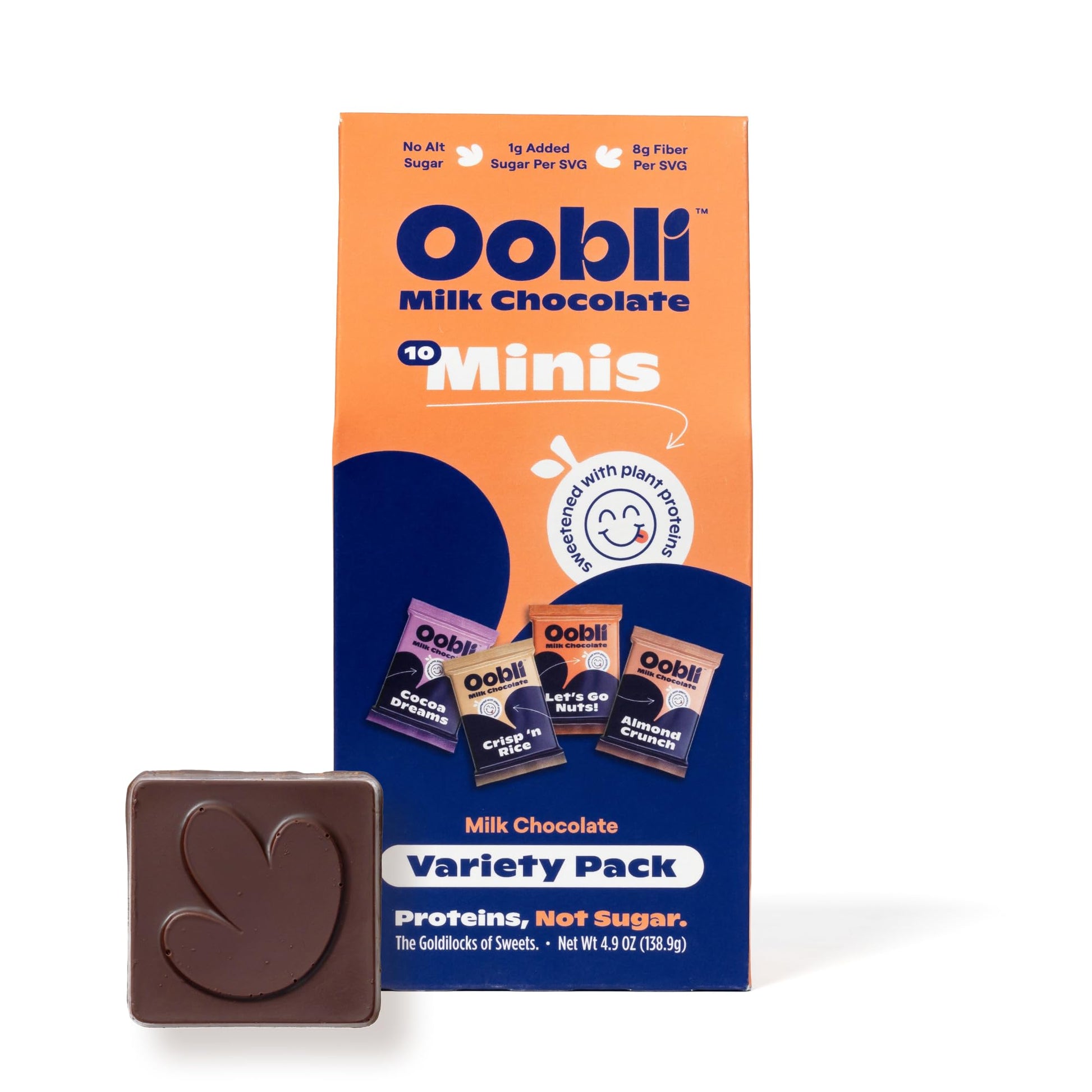 Oobli Milk Chocolate Minis  Only1G Added Sugar  Low Carb  Keto  No Sugar Beverage-Styles  Gluten-Free (10-Pack  Milk Chocolate Variety Pack)